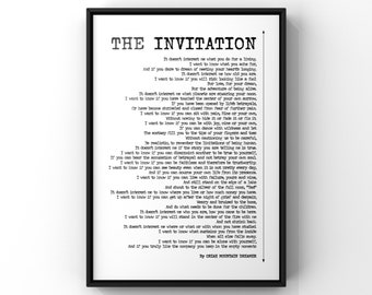 The Invitation Poem by Oriah Mountain Dreamer | Typography Wall Art Poster Print | Simple Black and White Print Poetry | PRINTED