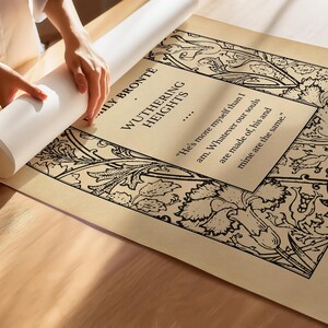 Wuthering Heights Book Cover Art Poster Print - Emily Bronte Book Title Page Art Print, Classic Literary Wall Decor, Framed or Unframed zdjęcie 4