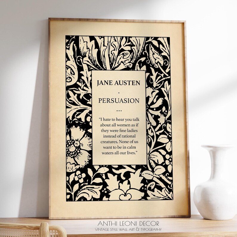 Persuasion Quote Print – Classic Jane Austen Poster, Rational creatures, Feminist Women's Literary Wall Art Decor, Framed or Unframed image 2