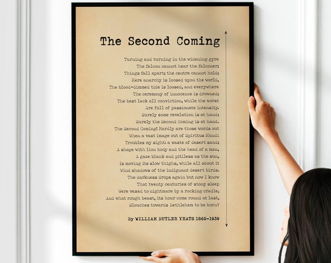 The Second Coming Poem Print WB Yeats Print Gift Poetry About Birth Myth Vision Passion Innocence Poster Wall Art | PRINTED Frame Options