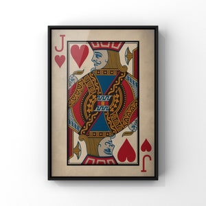 Jack Of Hearts Poster Print, Vintage Playing Cards Wall Art Print, Red Card Deck Print, Jack Wall Decor, PRINTED Poster Print