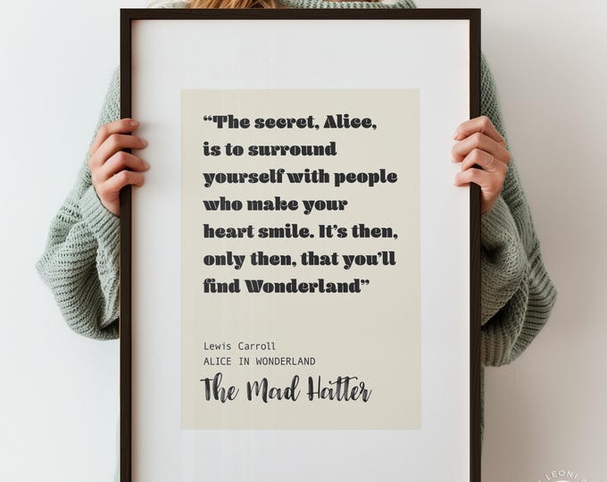 Mad Hatter Quote Poster - Alice in Wonderland Literary Print
