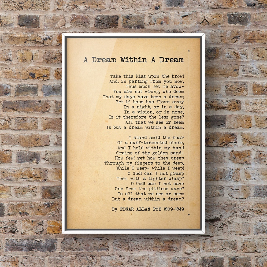 A Dream Within A Dream by Edgar Allan Poe Poster Print Etsy