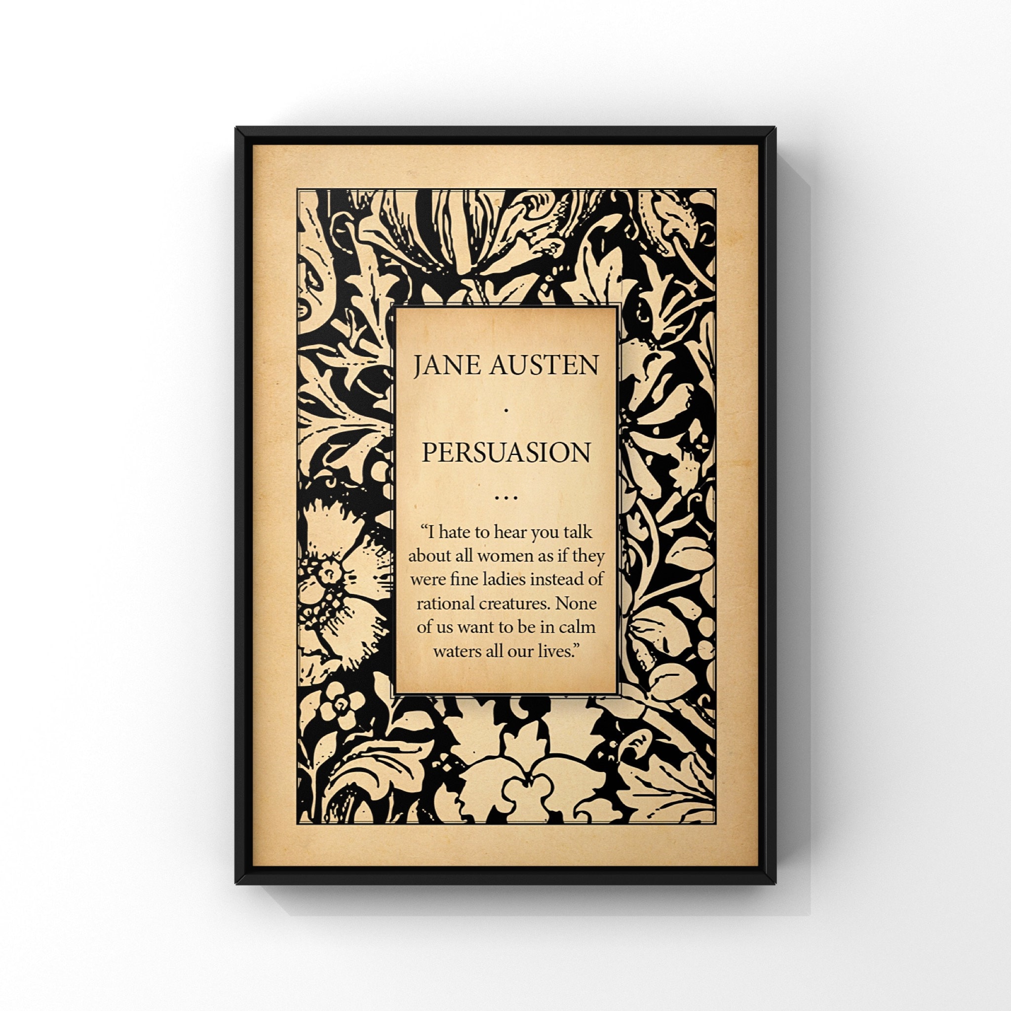 Jane Austen Book Title Page With Feminist Empowering Quote Art Print Persuasion Book Cover Art Poster Print Unframed Literary Wall Decor