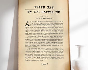 Peter Pan by JM Barrie - Vintage Nursery Art, Little Boy Room Decor, Children's Decor, Nursery Room Decor