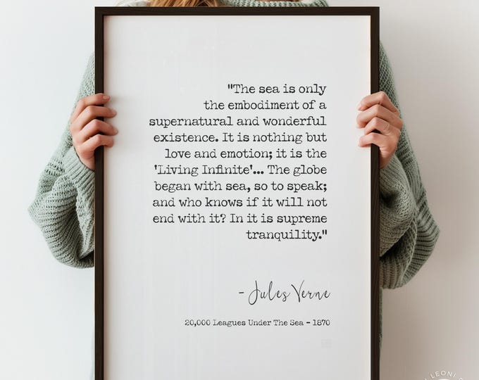 Jules Verne 'Twenty Thousand Leagues' Quote Print - Nautical Maritime Decor