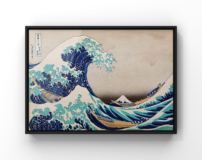 Japanese The Great Wave Poster - Blue Landscape by Hokusai, Framed or Unframed Print