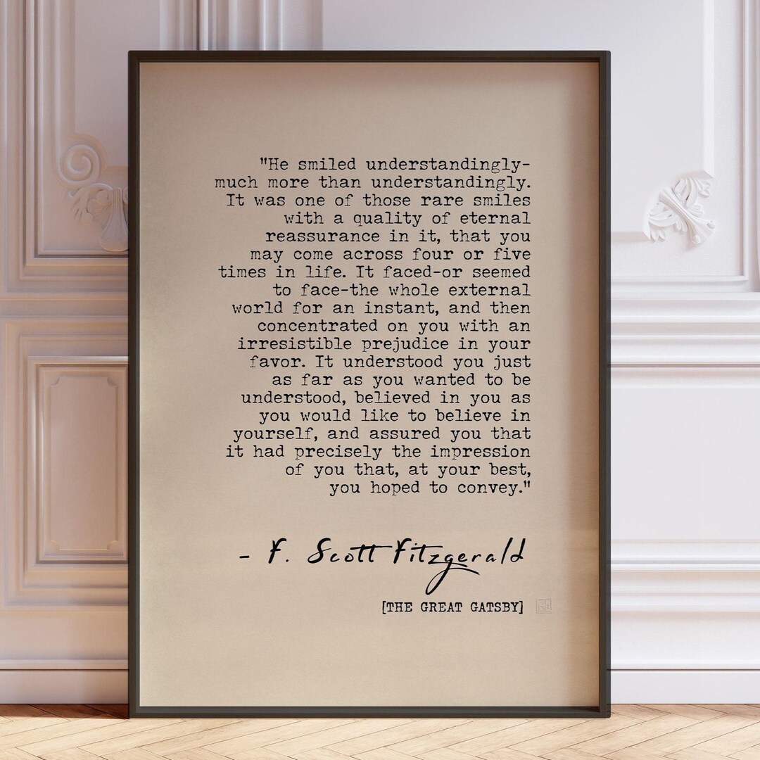He Smiled Understandingly Quote Print by F Scott Fitzgerald | Wedding ...