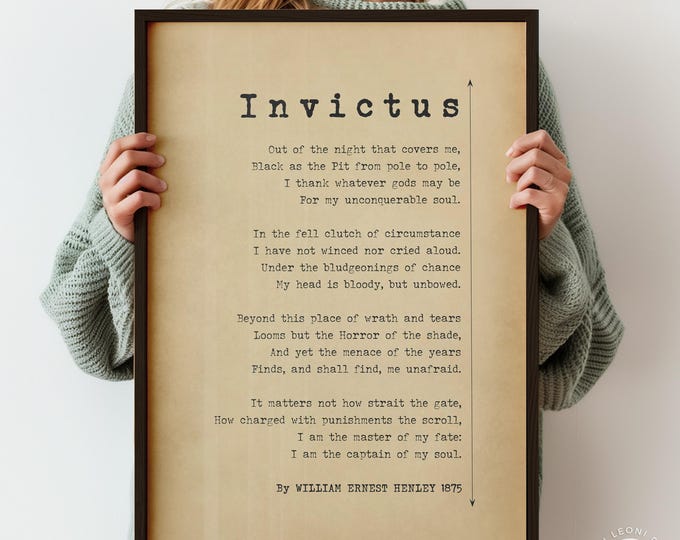 Invictus | Invictus Poem by William Ernest Henley Poster Print | Invictus Print | Minimalist Style Poem | PRINTED