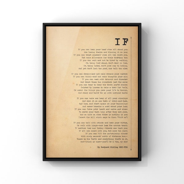 IF Rudyard Kipling | If Poem | Rudyard Kipling Poem | You'll Be A Man My Son Print | Gift For Son On His Wedding Day | Wall Art | PRINTED