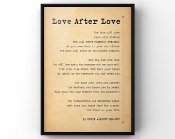 Love After Love Poem by Derek Walcott | Poem for Yourself Poster Print | Poems After Heartbreak | Poems for Healing | PRINTED