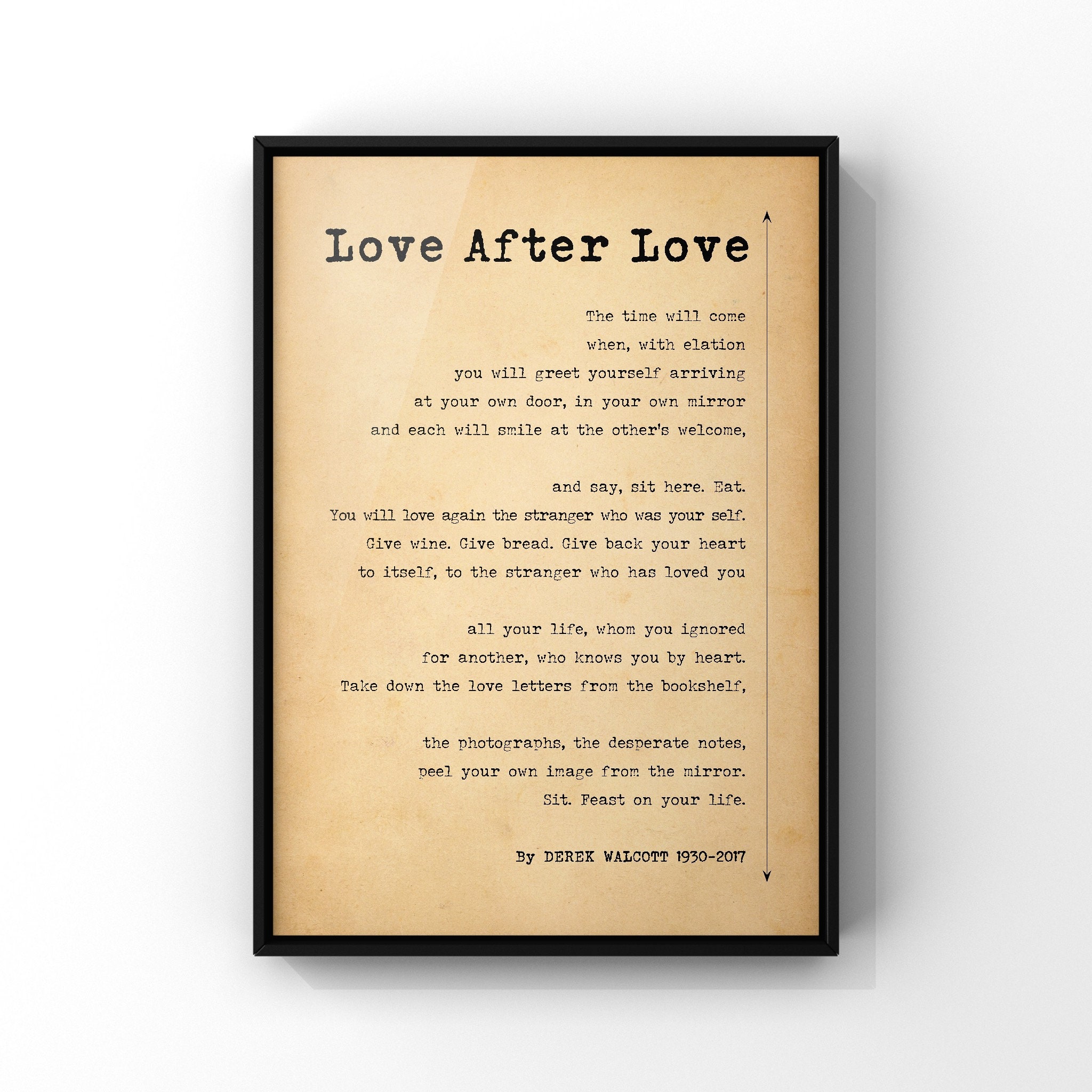Love After Love Poem by Derek Walcott Poster Print Unframed Etsy