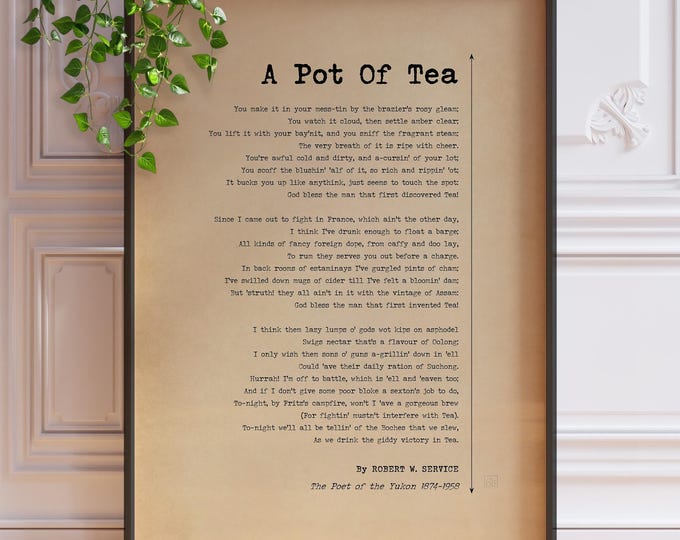 Robert Service Poetry Print - Vintage Tea Poem Wall Art