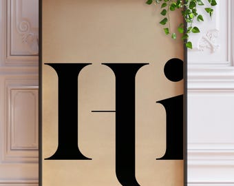 Hi Typography Print – Entryway Greeting Poster, Vintage Retro Wall Art, Framed or Unframed Poster