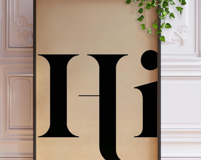 Hi Typography Print – Entryway Greeting Poster, Vintage Retro Wall Art, Framed or Unframed Poster