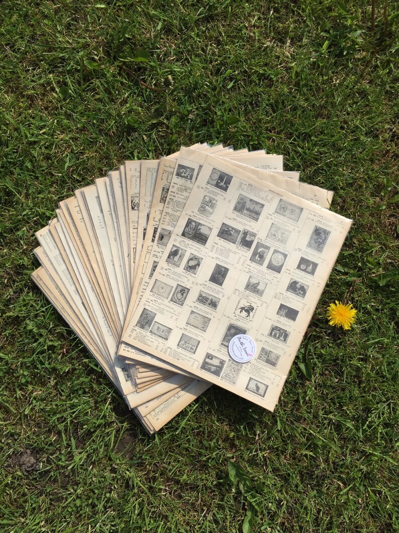 20 STAMP BOOK Pages Vintage Stamp Pages Old Book Pages Etsy