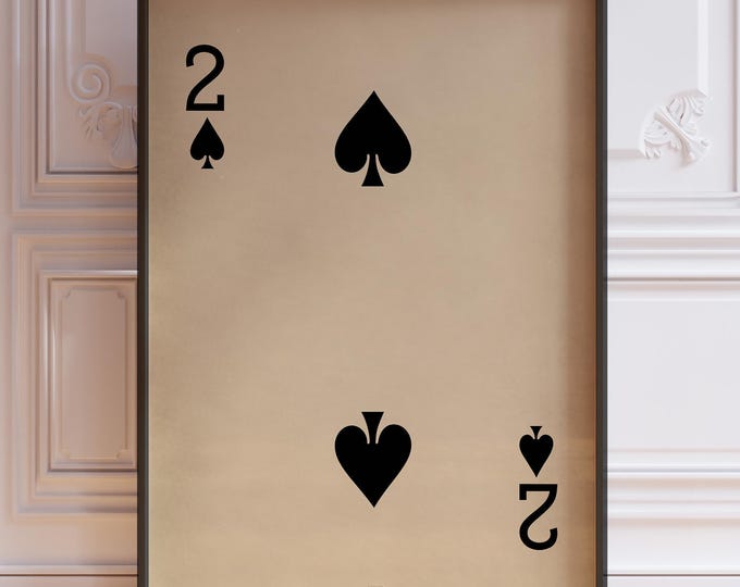 Two Of Spades Poster Print, Vintage Playing Cards Wall Art Print, Black Card Deck Print, Number Two Wall Decor | PRINTED