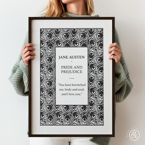 Impresión con cita de Orgullo y prejuicio: Me has hechizado en cuerpo y alma, póster de Jane Austen, arte de pared con portada de libro romántico, con o sin marco