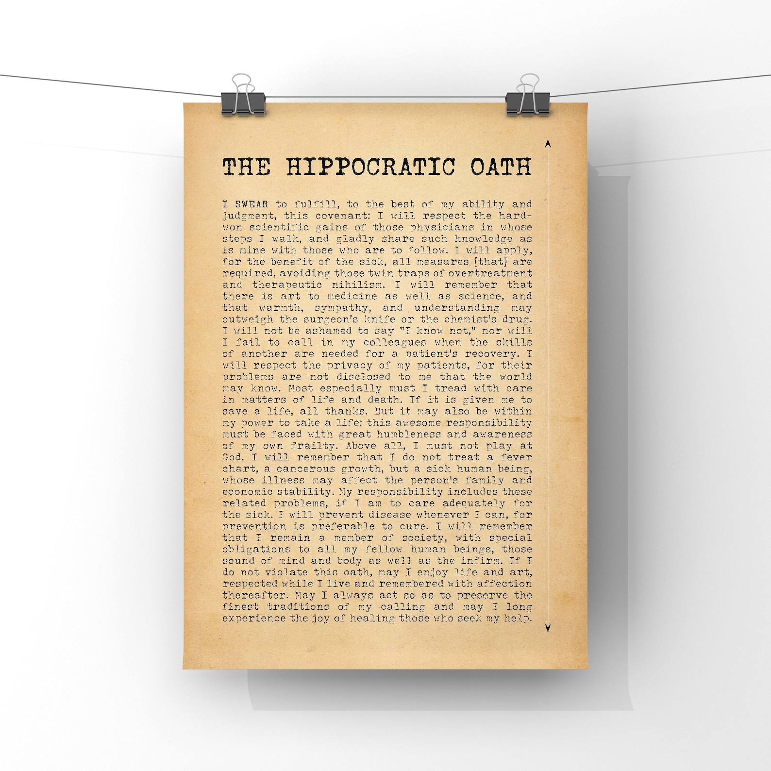 Hippocratic Oath Print Modern Day Louis Lasagna Medical - Etsy UK