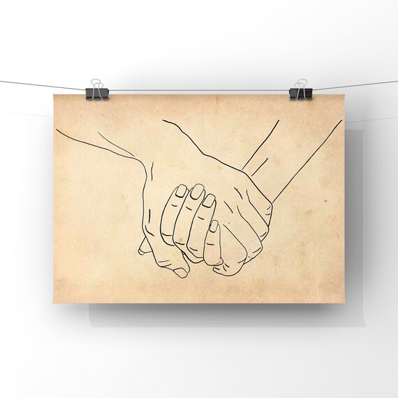 Always Together hand written Text, Cute Couple Drawings, Holding Hands  Drawing , Romantic Couple Art by Mounir Khalfouf