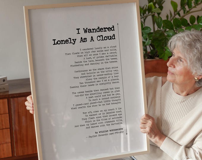 Mothers Day Gift For Mum - Wordsworth Daffodils Poem, Poetry Wall Art, Framed or Unframed