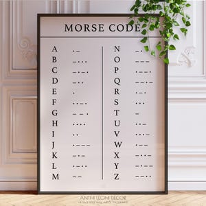 Morsecode-alfabetkaart print - Wanddecoratie met zeilsignalen