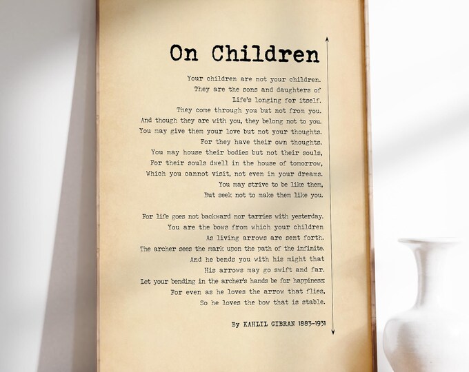 On Children Kahlil Gibran Quote, Inspirational Quotes Typography Print ...