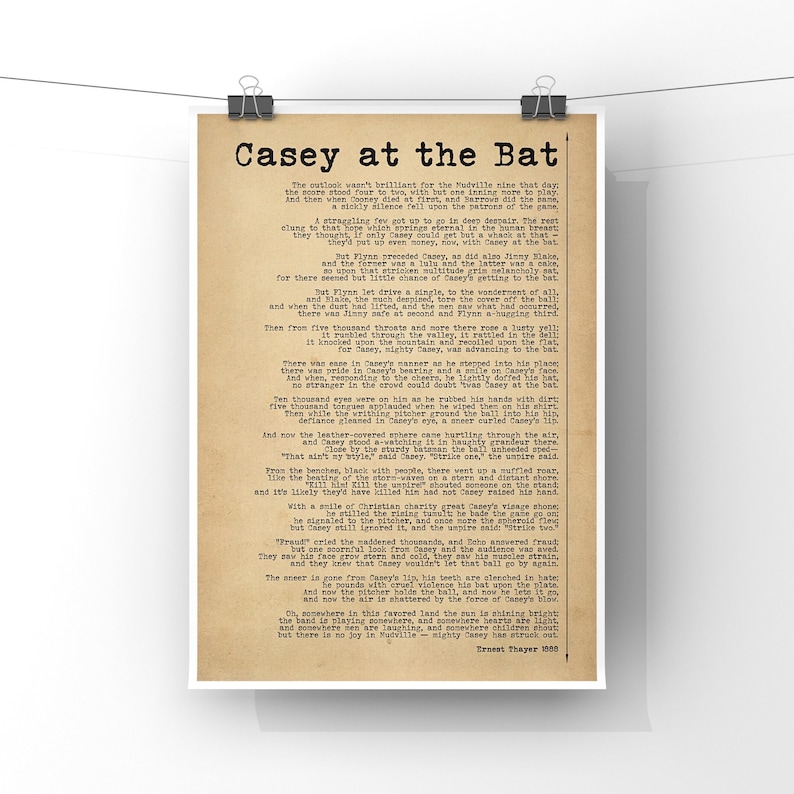 Casey At The Bat Poem Printable