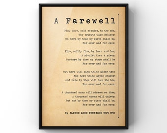 A Farewell Poem by Alfred Lord Tennyson Poster Print | Uplifting Funeral Poem | Tennyson Poem | UNFRAMED