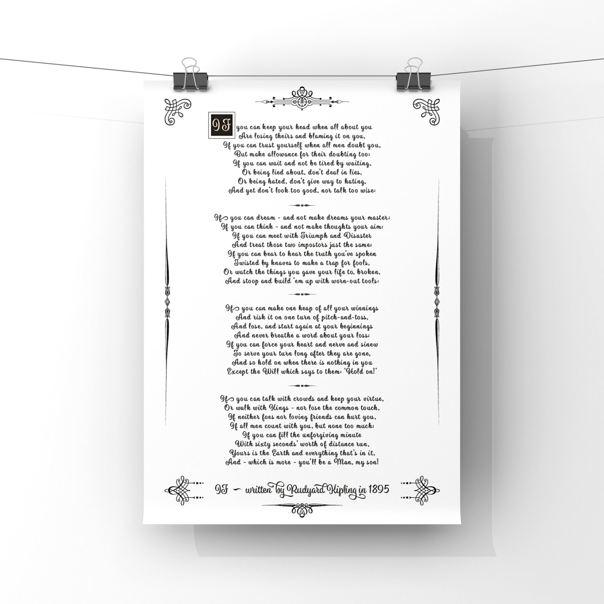 IF Poem Print You'll Be A Man My Son by Rudyard Kipling Etsy