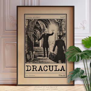 Dracula Book Cover Art Poster, Bram Stoker Gothic Novel Print, Vintage Literary Wall Art, Vampire Classic Decor, Book Lover Gift