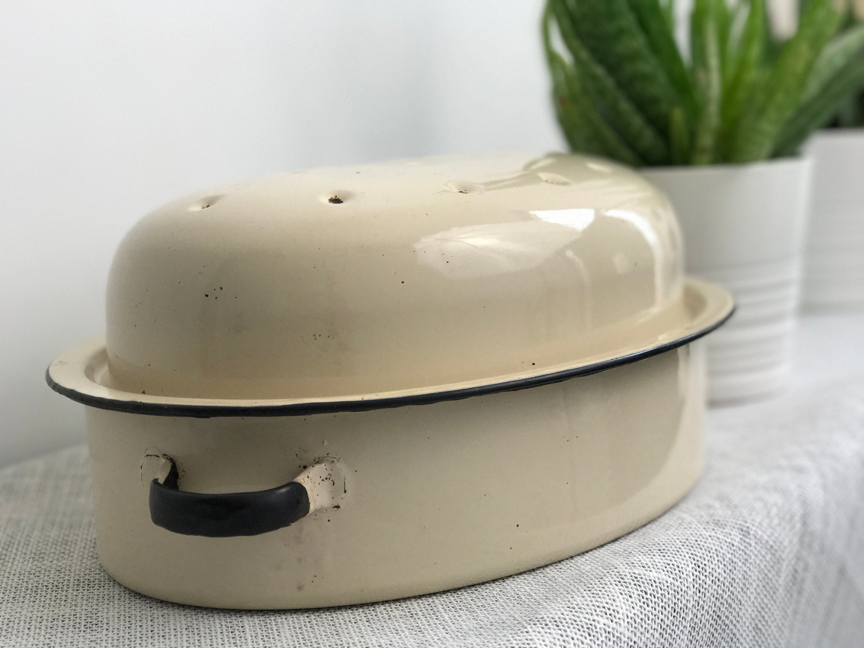 Vintage Cream Enamelware | Vintage Kitchen Enamel Oven ...