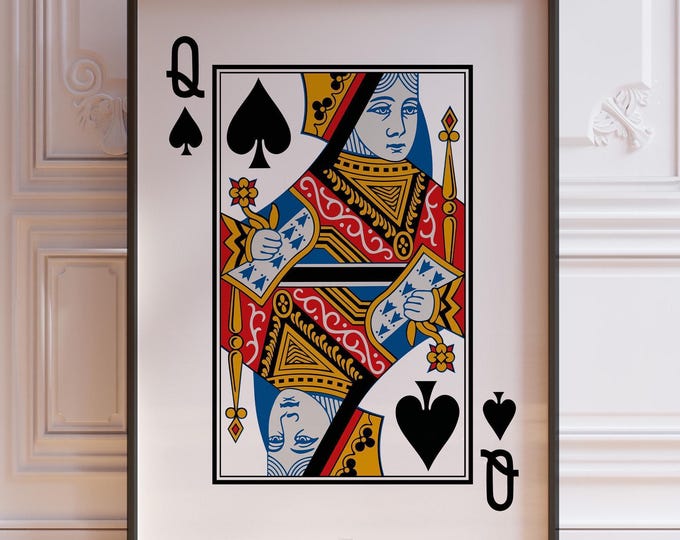 Queen of Spades Poster - Playing Card Wall Art Print, Games Room Decor