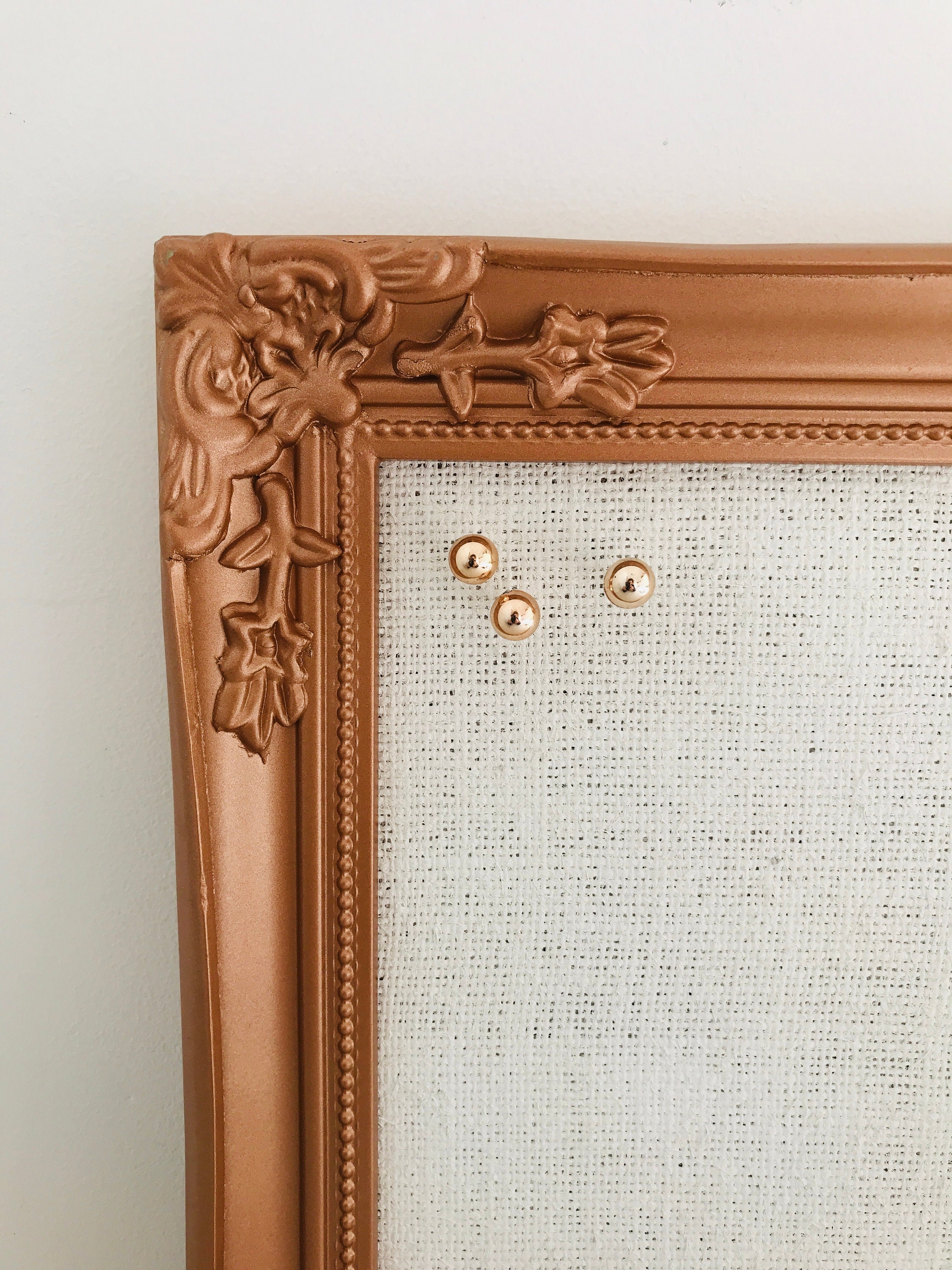 Small Copper Rose Gold Framed Pin Board | Rose Gold Ornate ...