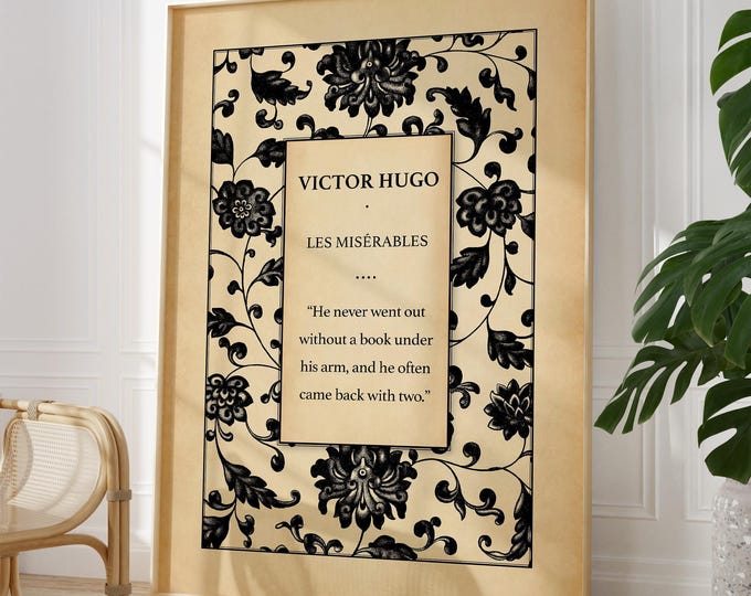 Les Misérables Print - Vintage French Book Cover Art, Victor Hugo Quote Poster
