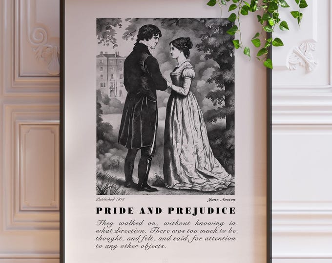 Pride and Prejudice Quote Print - Jane Austen Book Art