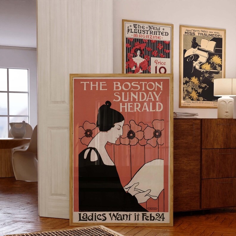 Ethel Reed 'Miss Traumerei' Art Nouveau Poster, Woman Playing Piano Wall Art image 6