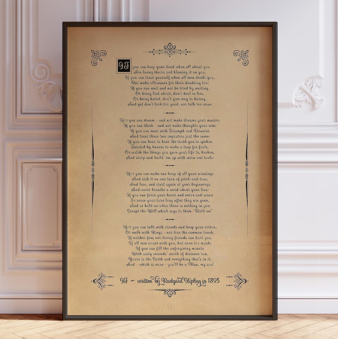 IF Poem Poster Print | You'll Be A Man My Son by Rudyard Kipling | Gift ...