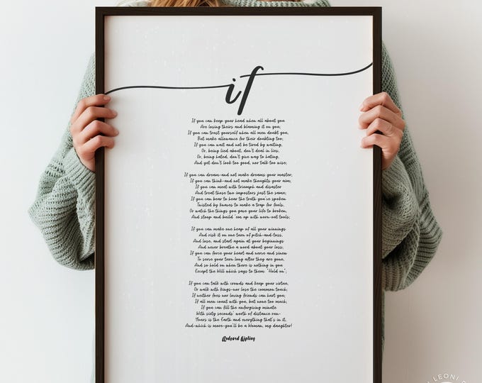 If Poem Wall Art - Father’s Message to Daughter, Script Typography