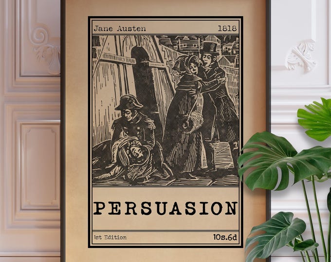 Persuasion Book Cover - Jane Austen Wall Art, Feminine Regency Decor