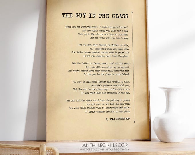The Guy In The Glass Poem Print - Dale Wimbrow, Self Reflection Art