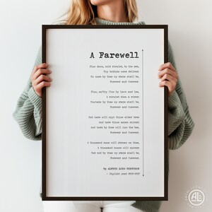 Een afscheidsgedicht print Alfred Lord Tennyson poster decor poëzie over verlies scheiding afscheid liefde en herinnering muur kunst cadeau | GEDRUKT