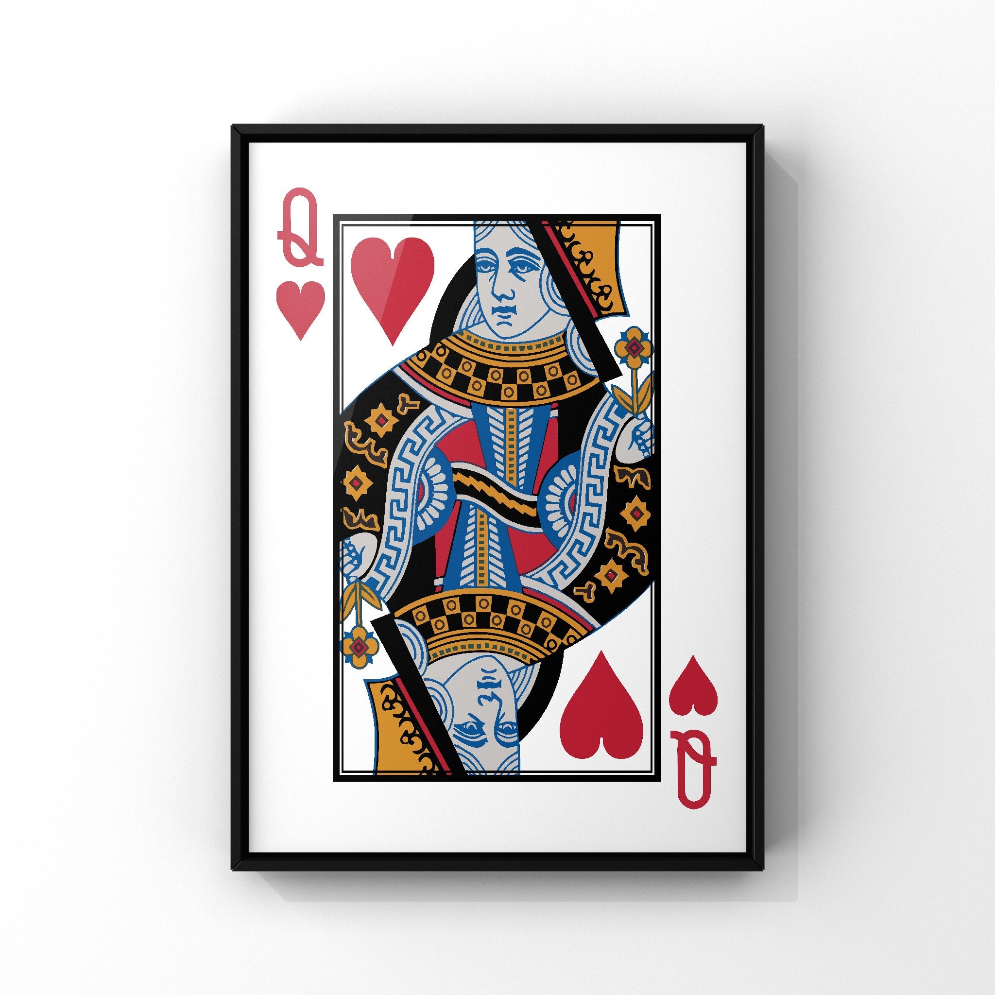 Queen of Hearts Playing Cards Wall Art Print Red Queen Heart - Etsy