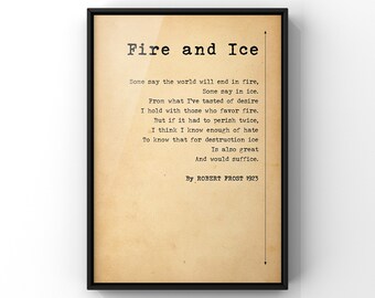 Fire And Ice Poem Print Etsy