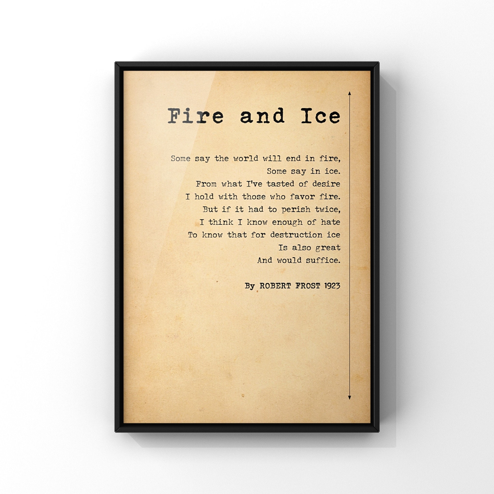 Fire And Ice Poem By Robert Lee Frost Poster Print Minimalist Style Poem Robert Frost Inspirational Poetry Unframed A3 Poetry Print