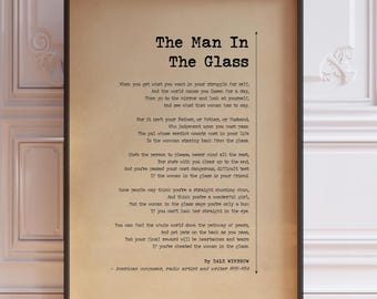 The Man In The Glass Poster Print by Dale Wimbrow | The Guy In The Glass Poem | Antique Paper Style Minimalist Poetry | PRINTED