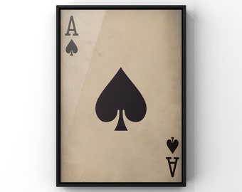 Picture Art Black and White Vintage Ace of Spades Playing Card Framed Print Picture Art Black and White Vintage Ace of Spades Playing Card Framed Print