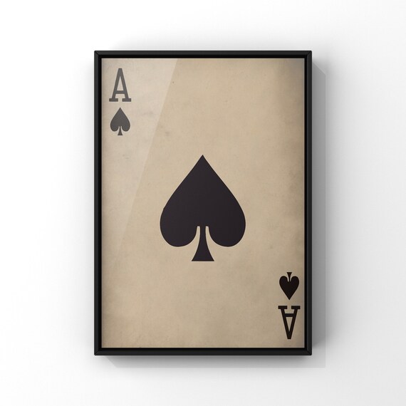 Picture Art Black and White Vintage Ace of Spades Playing Card Framed Print Picture Art Black and White Vintage Ace of Spades Playing Card Framed Print