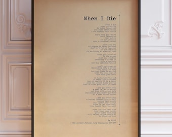Rumi Poem Print - "When I Die" Bereavement Gift