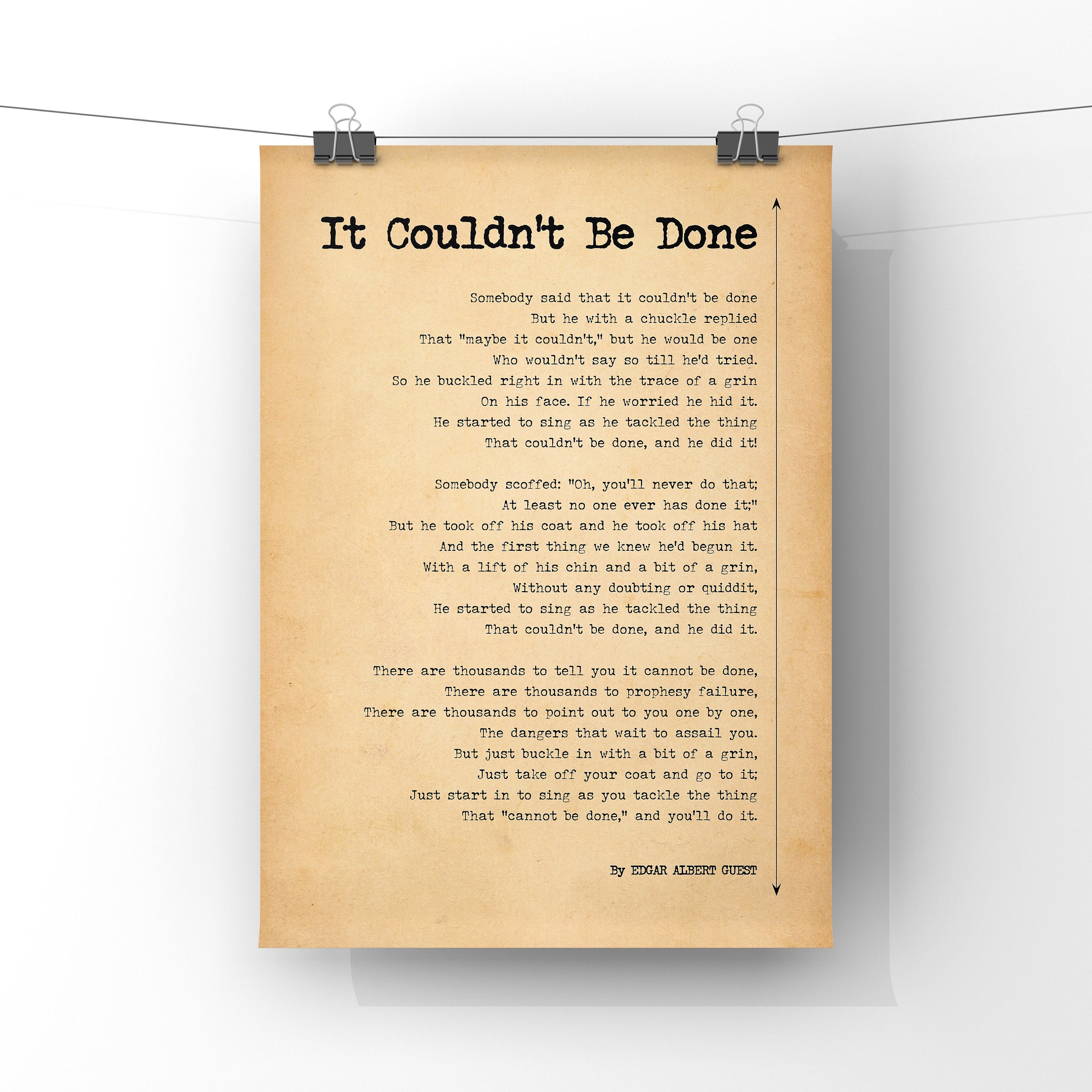 It Couldn't Be Done by Edgar Albert Guest Poetry Poster - Etsy
